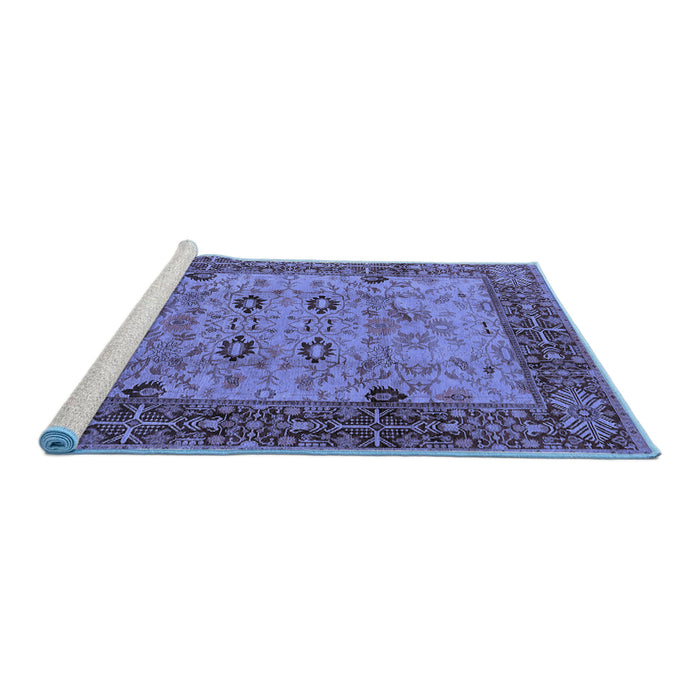 Sideview of Machine Washable Oriental Blue Industrial Rug, wshurb3030blu