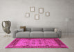 Machine Washable Oriental Pink Industrial Rug in a Living Room, wshurb3030pnk