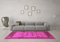 Machine Washable Oriental Pink Industrial Rug, wshurb3030pnk