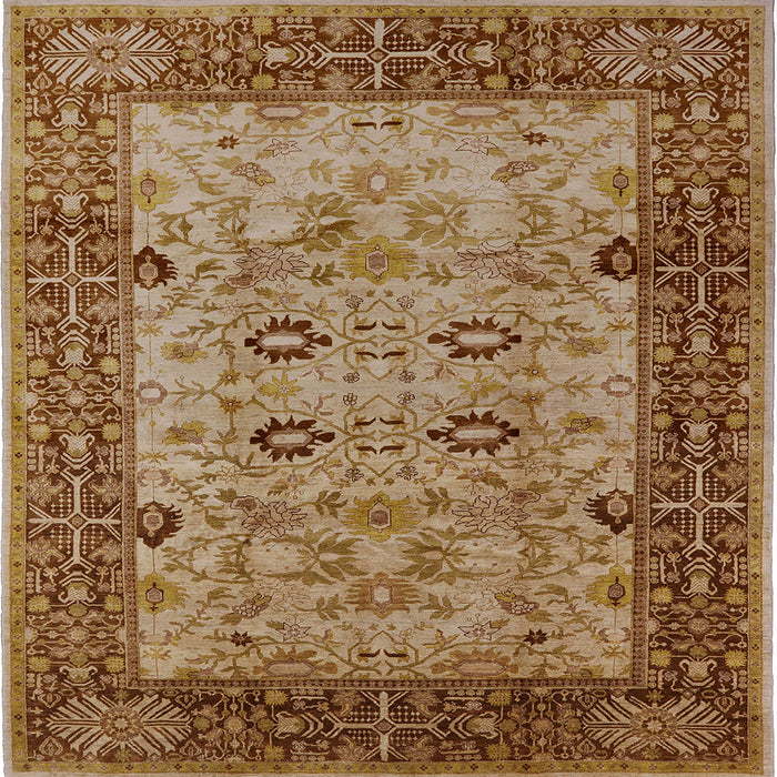 Square Mid-Century Modern Mahogany Brown Oriental Rug, urb3030