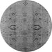 Round Machine Washable Oriental Gray Industrial Rug, wshurb3031gry