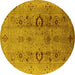 Round Machine Washable Oriental Yellow Industrial Rug, wshurb3031yw