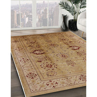 Mid-Century Modern Brown Sand Brown Oriental Rug, urb3031