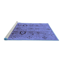 Sideview of Machine Washable Oriental Blue Industrial Rug, wshurb3031blu