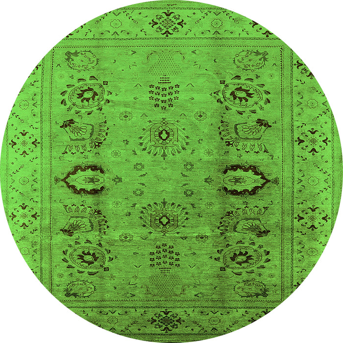 Round Oriental Green Industrial Rug, urb3031grn