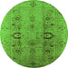 Round Oriental Green Industrial Rug, urb3031grn