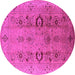 Round Machine Washable Oriental Pink Industrial Rug, wshurb3031pnk