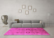 Machine Washable Oriental Pink Industrial Rug in a Living Room, wshurb3031pnk