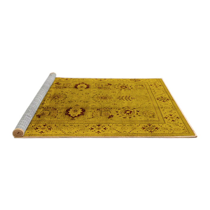 Sideview of Machine Washable Oriental Yellow Industrial Rug, wshurb3031yw