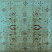 Square Machine Washable Oriental Light Blue Industrial Rug, wshurb3031lblu