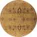 Round Oriental Brown Industrial Rug, urb3031brn