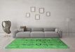 Machine Washable Oriental Emerald Green Industrial Area Rugs in a Living Room,, wshurb3031emgrn