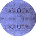 Round Oriental Blue Industrial Rug, urb3031blu