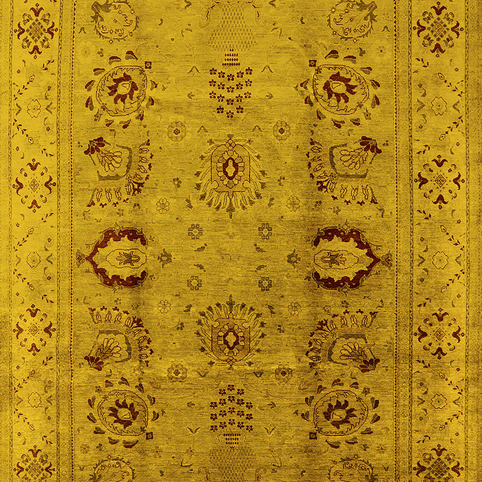 Machine Washable Oriental Yellow Industrial Rug, wshurb3031yw