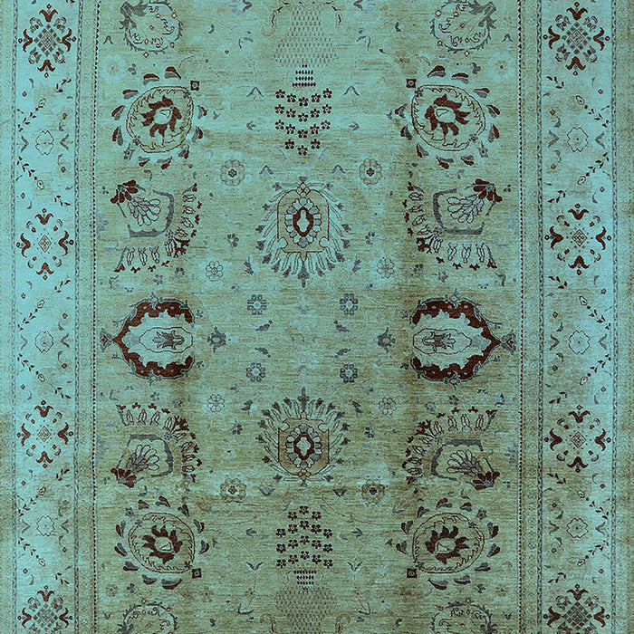 Machine Washable Oriental Light Blue Industrial Rug, wshurb3031lblu