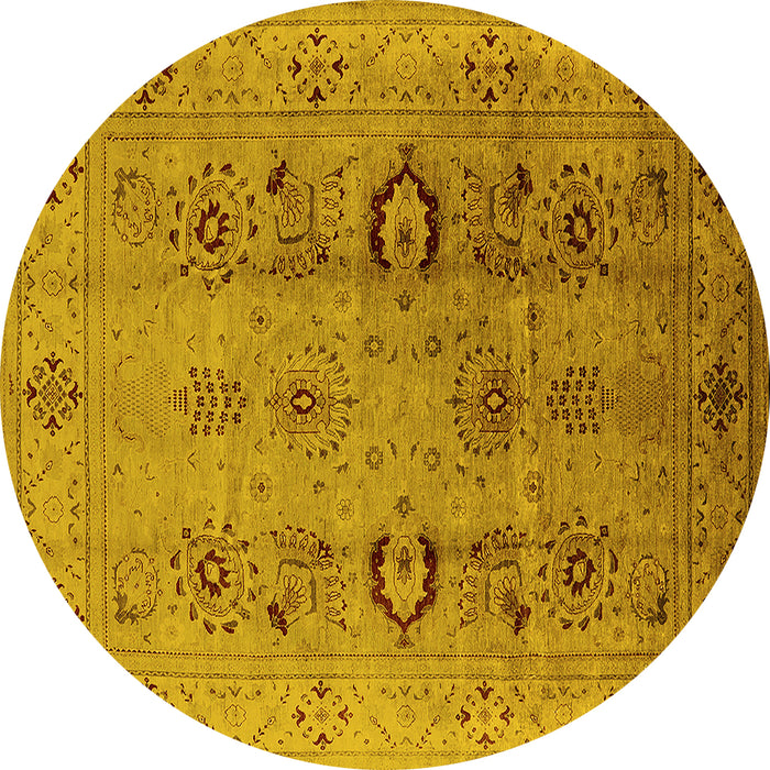 Round Oriental Yellow Industrial Rug, urb3031yw