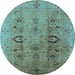 Round Oriental Light Blue Industrial Rug, urb3031lblu