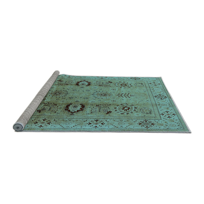Sideview of Machine Washable Oriental Light Blue Industrial Rug, wshurb3031lblu