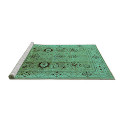 Sideview of Machine Washable Oriental Turquoise Industrial Area Rugs, wshurb3031turq