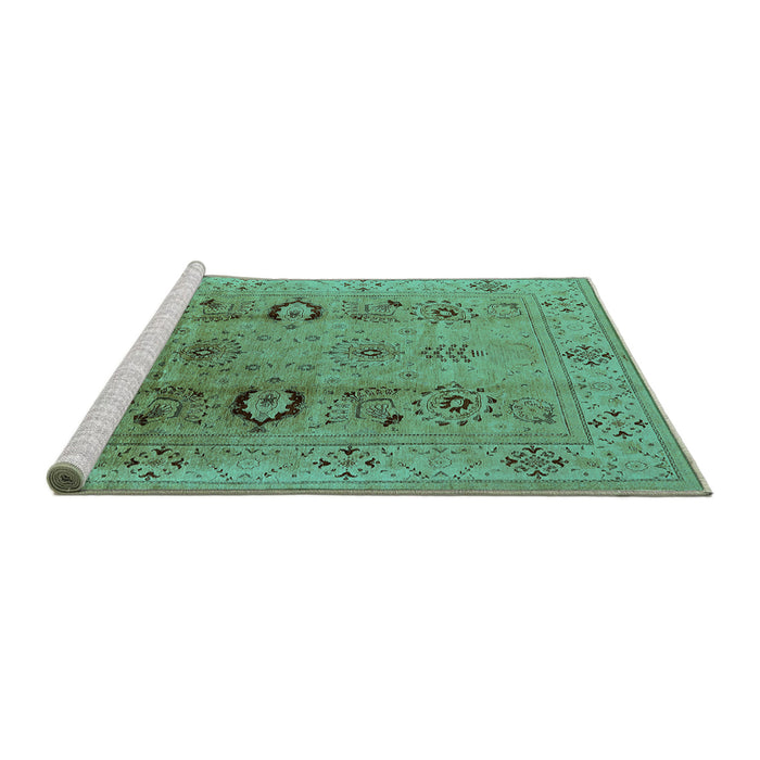 Sideview of Machine Washable Oriental Turquoise Industrial Area Rugs, wshurb3031turq