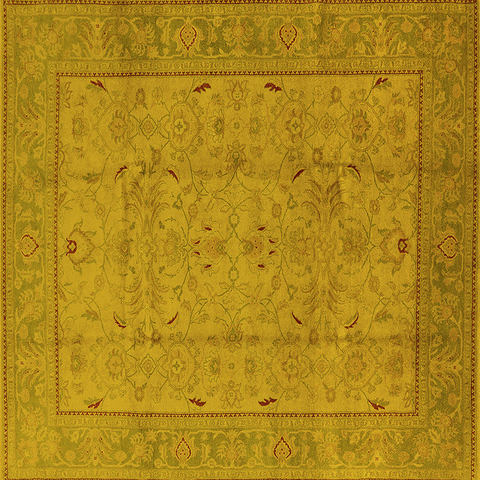 Square Machine Washable Oriental Yellow Industrial Rug, wshurb3032yw