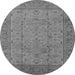 Round Machine Washable Oriental Gray Industrial Rug, wshurb3032gry