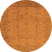 Round Machine Washable Oriental Orange Industrial Area Rugs, wshurb3032org