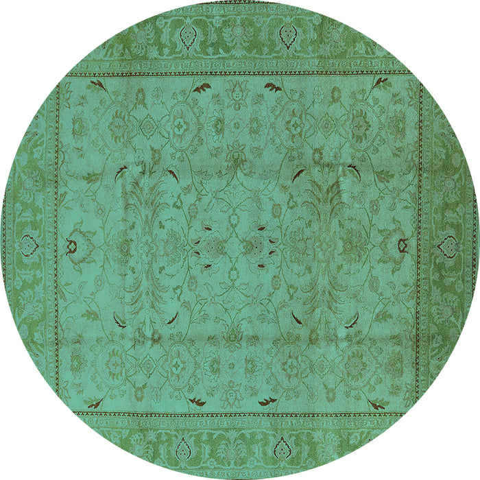 Round Machine Washable Oriental Turquoise Industrial Area Rugs, wshurb3032turq