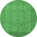 Round Oriental Emerald Green Industrial Rug, urb3032emgrn