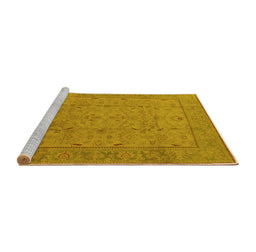 Sideview of Machine Washable Oriental Yellow Industrial Rug, wshurb3032yw