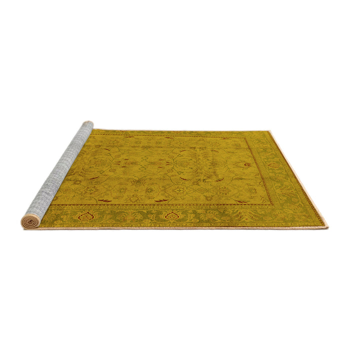 Sideview of Machine Washable Oriental Yellow Industrial Rug, wshurb3032yw