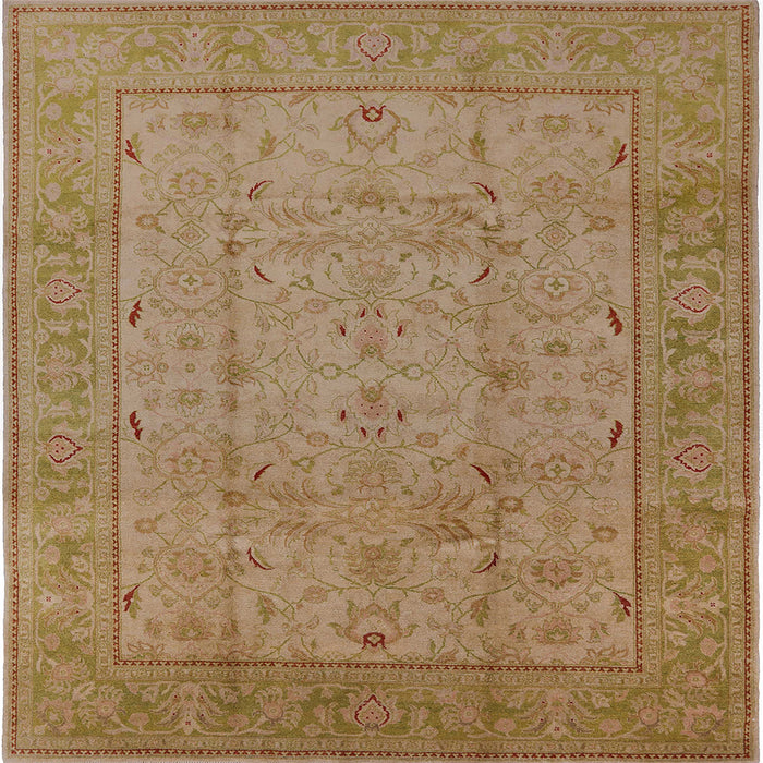 Square Mid-Century Modern Light Brown Oriental Rug, urb3032