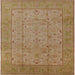 Square Mid-Century Modern Light Brown Oriental Rug, urb3032