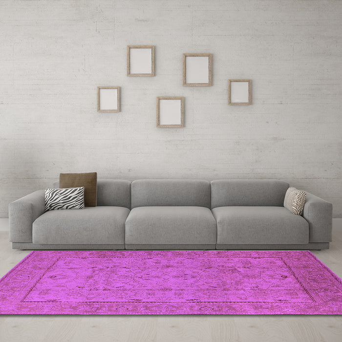Machine Washable Oriental Purple Industrial Area Rugs in a Living Room, wshurb3032pur