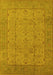 Machine Washable Oriental Yellow Industrial Rug, wshurb3032yw