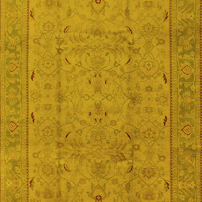 Machine Washable Oriental Yellow Industrial Rug, wshurb3032yw
