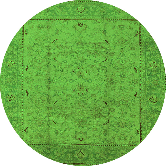 Round Oriental Green Industrial Rug, urb3032grn