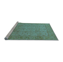 Sideview of Machine Washable Oriental Light Blue Industrial Rug, wshurb3032lblu