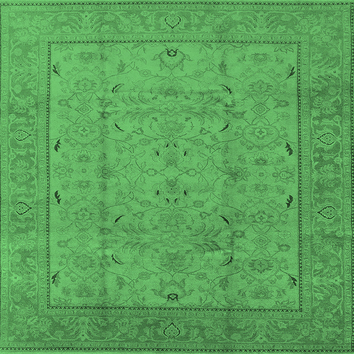 Square Machine Washable Oriental Emerald Green Industrial Area Rugs, wshurb3032emgrn