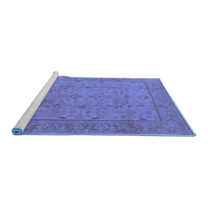 Sideview of Machine Washable Oriental Blue Industrial Rug, wshurb3032blu
