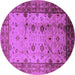 Round Machine Washable Oriental Purple Industrial Area Rugs, wshurb3033pur