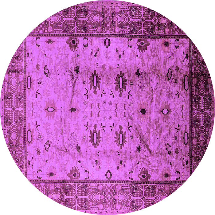 Round Oriental Purple Industrial Rug, urb3033pur