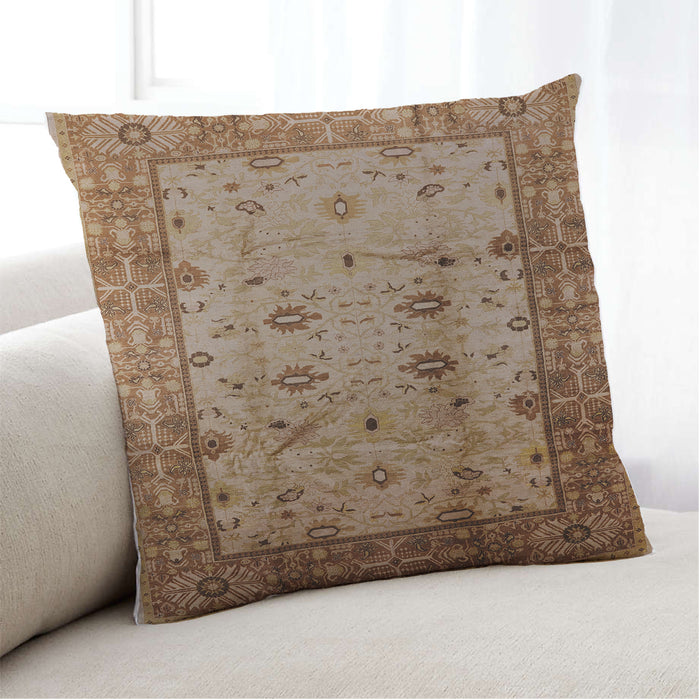Lifestyle Image of Mid-Century Modern Urban Square Mahogany Brown Throw Pillow, 18 inch by 18 inch, pwurb3033