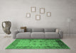 Machine Washable Oriental Emerald Green Industrial Area Rugs in a Living Room,, wshurb3033emgrn