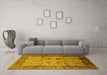 Machine Washable Oriental Yellow Industrial Rug in a Living Room, wshurb3033yw