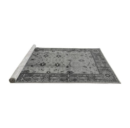Sideview of Machine Washable Oriental Gray Industrial Rug, wshurb3033gry