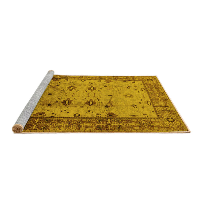 Sideview of Machine Washable Oriental Yellow Industrial Rug, wshurb3033yw