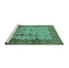 Sideview of Machine Washable Oriental Turquoise Industrial Area Rugs, wshurb3033turq