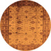 Round Oriental Orange Industrial Rug, urb3033org