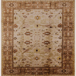 Square Mid-Century Modern Mahogany Brown Oriental Rug, urb3033
